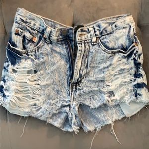 Forever 21 acid washed destroyed jean shorts